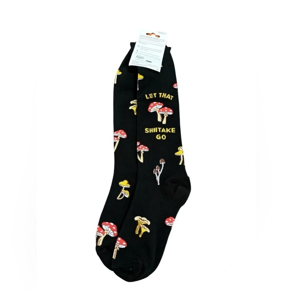 Sock it to Me Let That Shitake Go Knee High Socks Wide Calf Mushroom Unisex